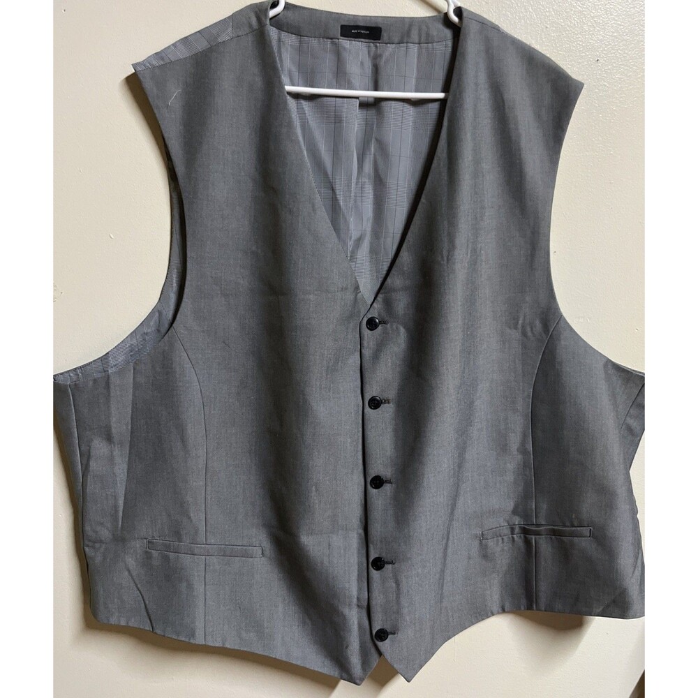 J Ferrar Vest Mens 4XL Gray Sleeveless Button Front Pockets Casual Lightweight